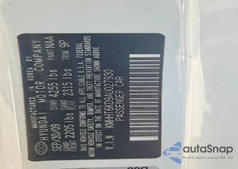 2010 Hyundai Genesis Coupe 2.0T z USA, uszkodzony, nr VIN KMHHT6KD9AU027930